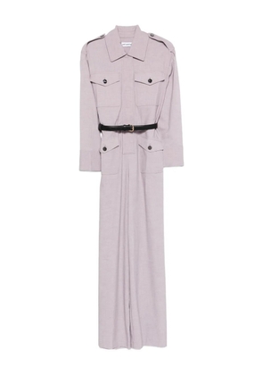 Self-Portrait belted twill jumpsuit - Purple