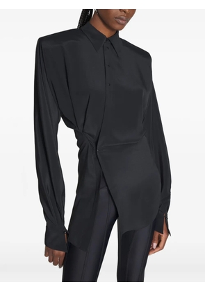 Mugler padded-shoulder asymmetrical shirt - Black
