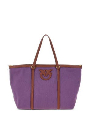 PINKO logo-patch cotton canvas tote bag - Purple