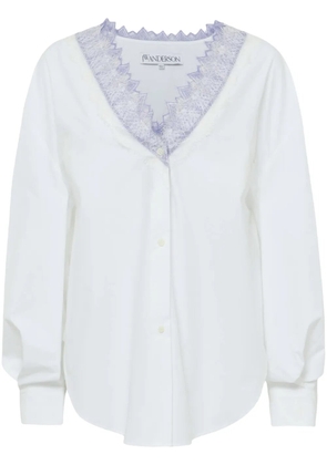 JW Anderson V-neck lace-trim shirt - White
