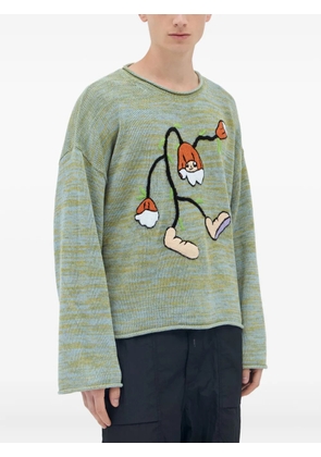 Brain Dead Carignan Marled embroidered-flower sweater - Green