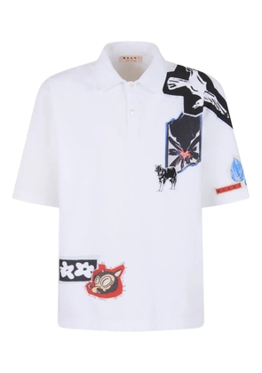 Marni graphic-patches polo shirt - White