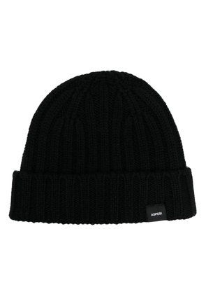 ASPESI logo-patch ribbed beanie - Black