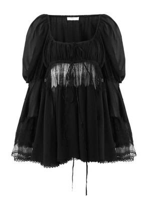 Chloé scoop-neck puff-sleeve blouse - Black