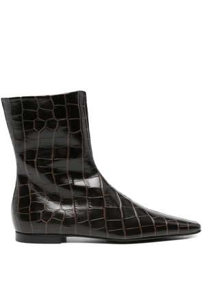 TOTEME zipped croc-embossed boots - Brown