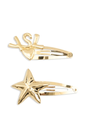 Saint Laurent Cassandre hair clips (set of two) - Gold