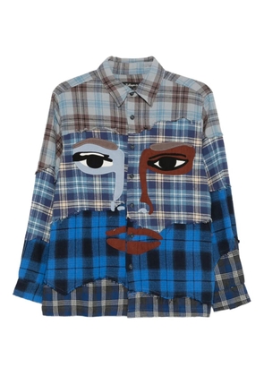 KidSuper face-appliqué patchwork shirt - Blue