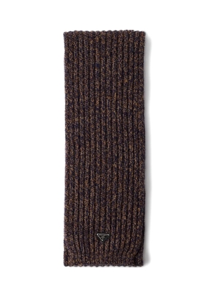 Prada enamelled triangle rib knit scarf - Brown