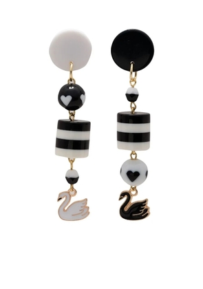 Amir Slama Bijoux swan charm drop earrings - Black