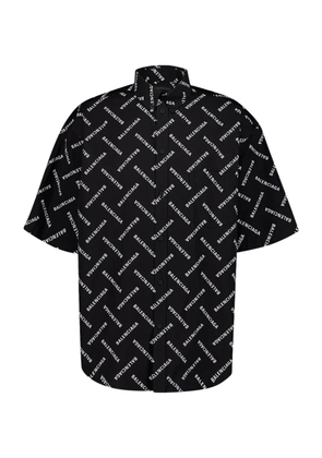 Balenciaga logo-print poplin shirt - Black
