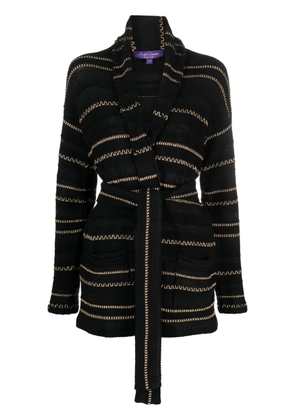 Ralph Lauren Collection contrast-stitching long-sleeve belted cardigan - Black