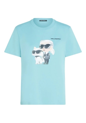 Karl Lagerfeld Ikon Karl and Choupette graphic-print T-shirt - Blue