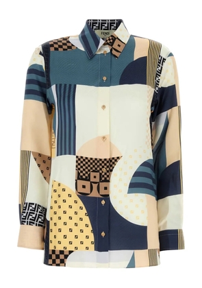 FENDI geometric-print silk shirt - Neutrals