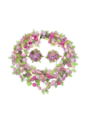 Christian Dior Pre-Owned 1967 floral necklace and earrings set - Green