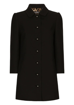 Dolce & Gabbana logo-engraved single-breasted coat - Black