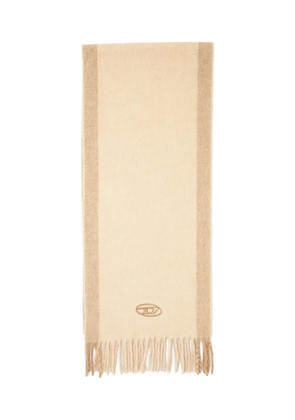 Diesel logo-embroidery fringed-edge scarf - Neutrals