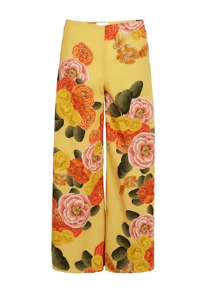 Giambattista Valli floral trousers - Yellow