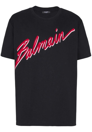 Balmain flocked-logo t-shirt - Black
