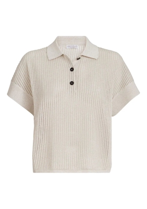 Brunello Cucinelli ribbed polo top - Neutrals
