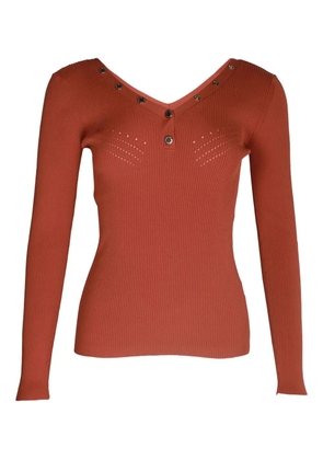 SANDRO Justy ribbed stud-detail sweater - Red