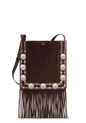 Valentino Garavani Nellcôte fringed cross body bag - Brown
