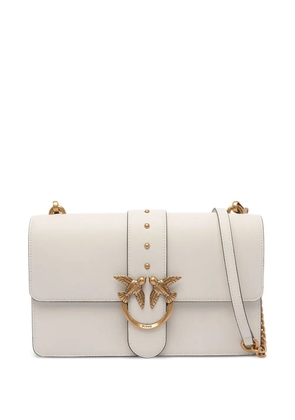 PINKO Classic Love One Simply bird-embellished studded shoulder bag - White