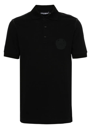 Dolce & Gabbana logo-embroidered cotton polo shirt - Black