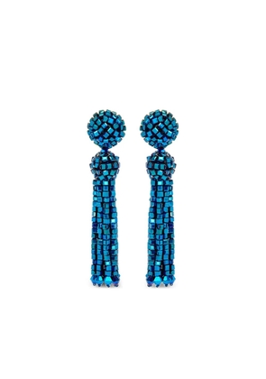 Oscar de la Renta beaded tassel earrings - Blue