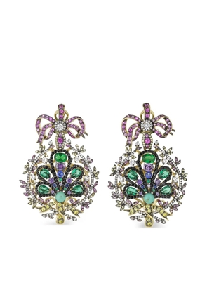 Anabela Chan 18kt yellow gold Mirage Peacock gemstone earrings
