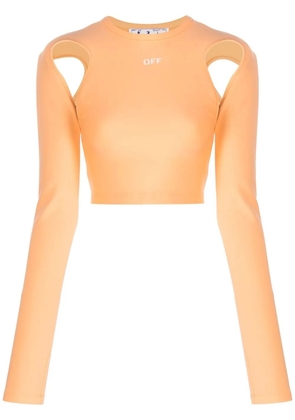 Off-White cut-out long-sleeve crop top - Orange