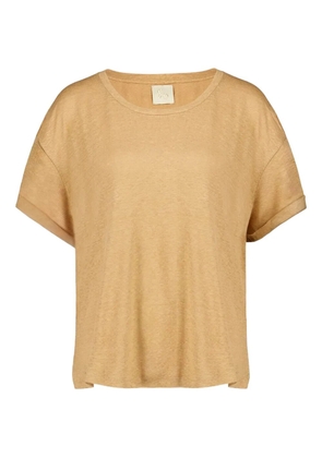 PAULA crew-neck linen T-shirt - Neutrals