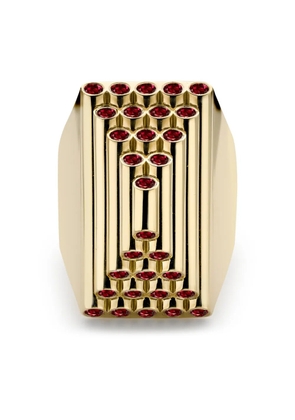 Pragnell 18kt yellow gold Pyramid Sculptural ruby cocktail ring