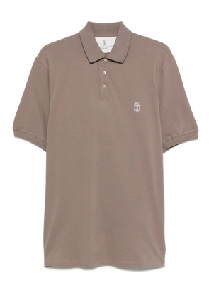 Brunello Cucinelli embroidered-logo cotton polo shirt - Grey