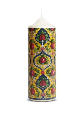 La DoubleJ Ananas-print pillar candle - Yellow