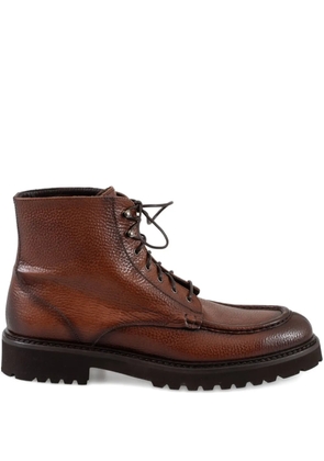 CALCE lace-up pebble-grain leather boots - Brown
