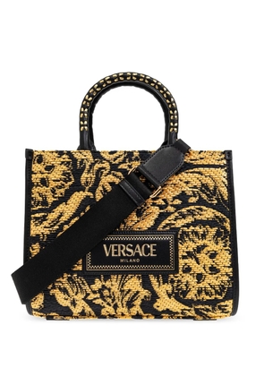 Versace small Barocco Athena raffia tote bag - Black