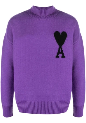AMI Paris Ami de Coeur roll-neck jumper - Purple