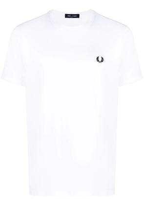 Fred Perry logo-embroidered cotton T-shirt - White