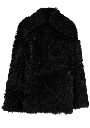 AMI Paris shearling button-up coat - Black