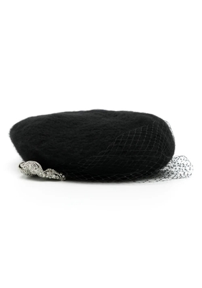 Jennifer Behr crystal-embellished voilette beret - Black