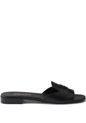 Prada logo-stamp leather sandals - Black