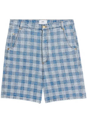 AMI Paris Alex checkered denim shorts - Blue