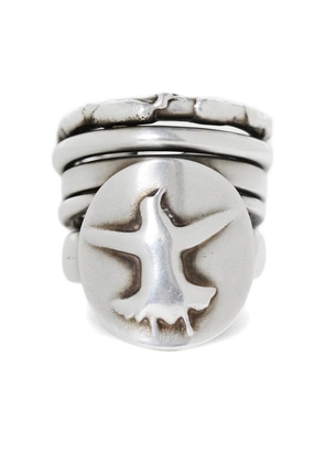 Ann Demeulemeester Mossa Flying Bird stacked ring - Silver