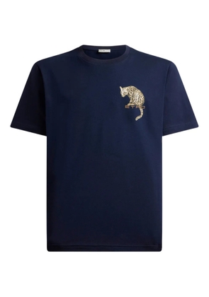 ETRO leopard print embroidery cotton t-shirt - Blue