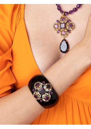 Bounkit Jewelry amethyst quartz gold-tone cuff bracelet - Black