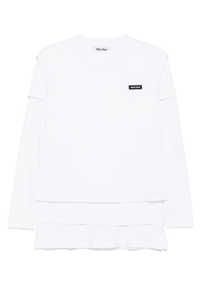 Miu Miu logo-appliqué T-shirt - White