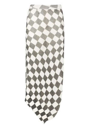 MM6 Maison Margiela checkerboard-pattern asymmetric skirt - Neutrals