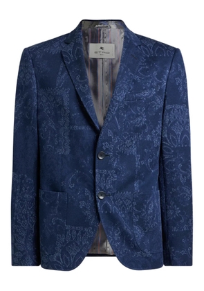 ETRO floral jacquard single-breasted jacket - Blue