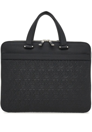 Ferragamo monogram-embossed leather briefcase - Black