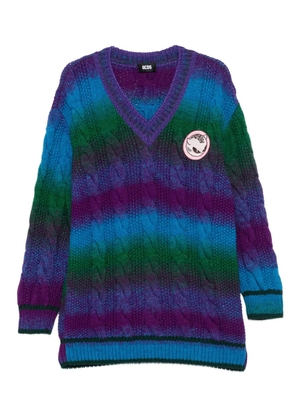 GCDS cable-knit V-neck sweater - Blue